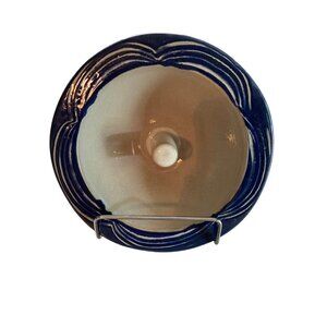 The Original Apple Baking Dish Paris Maine Pottery Bowl Blue  Tan 6.5" Diameter